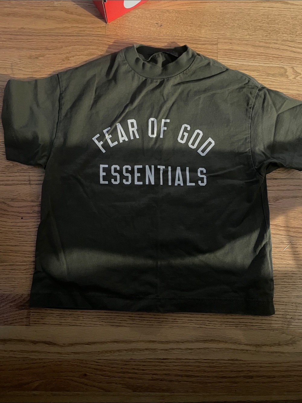 Fear of God Essentials Olive Green Logo Short Sleeve Tee